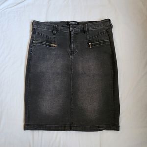 Liverpool denim pencil skirt black wash zippered pockets soft stretchy 14 32